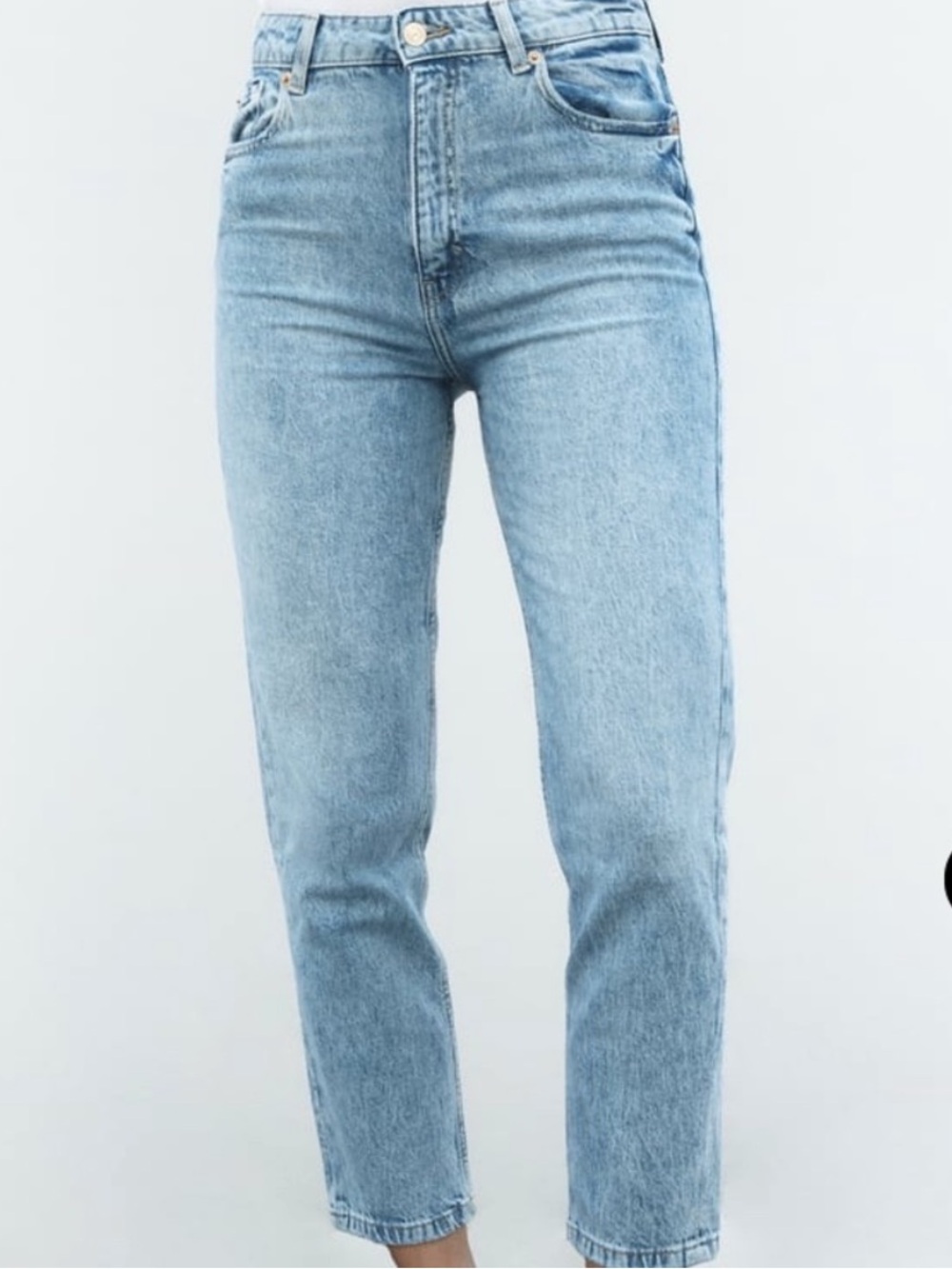 Zara High Rise Straight-Leg Jeans